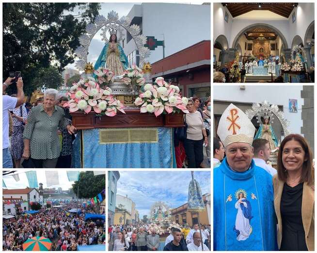 Collage de fotos de misa y procesión/TA.